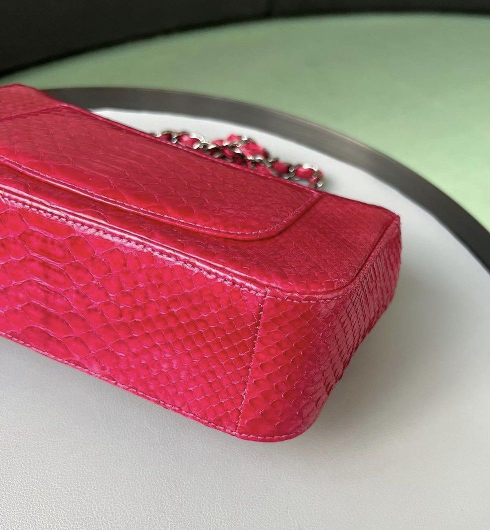 RARE Chanel Mini Rectangular Flap Python Pink/ Rhw, Luxury, Bags ...