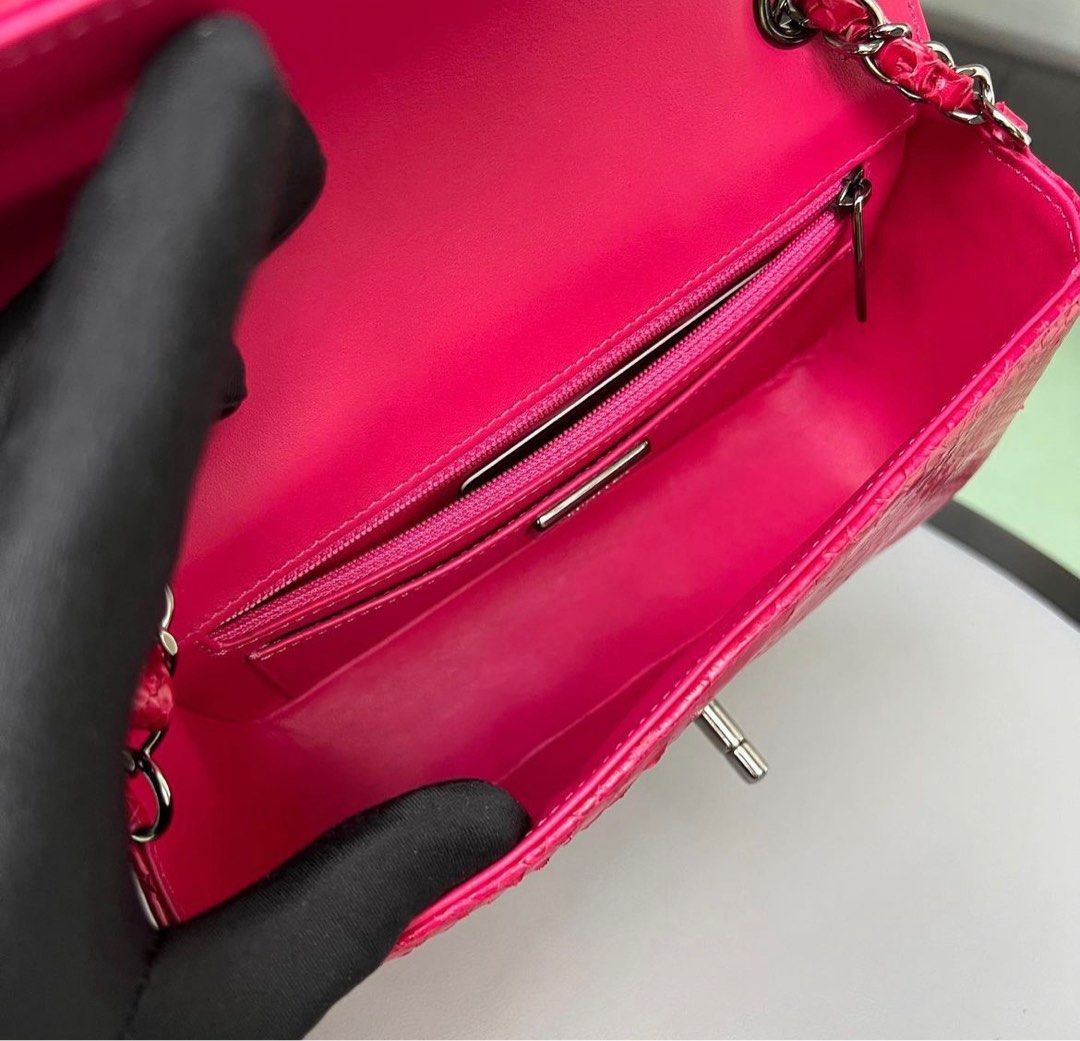 RARE Chanel Mini Rectangular Flap Python Pink/ Rhw, Luxury, Bags ...