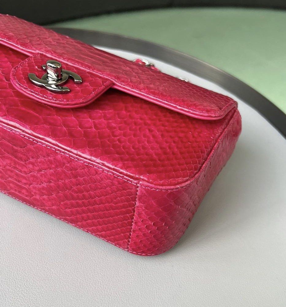 RARE Chanel Mini Rectangular Flap Python Pink/ Rhw, Luxury, Bags ...
