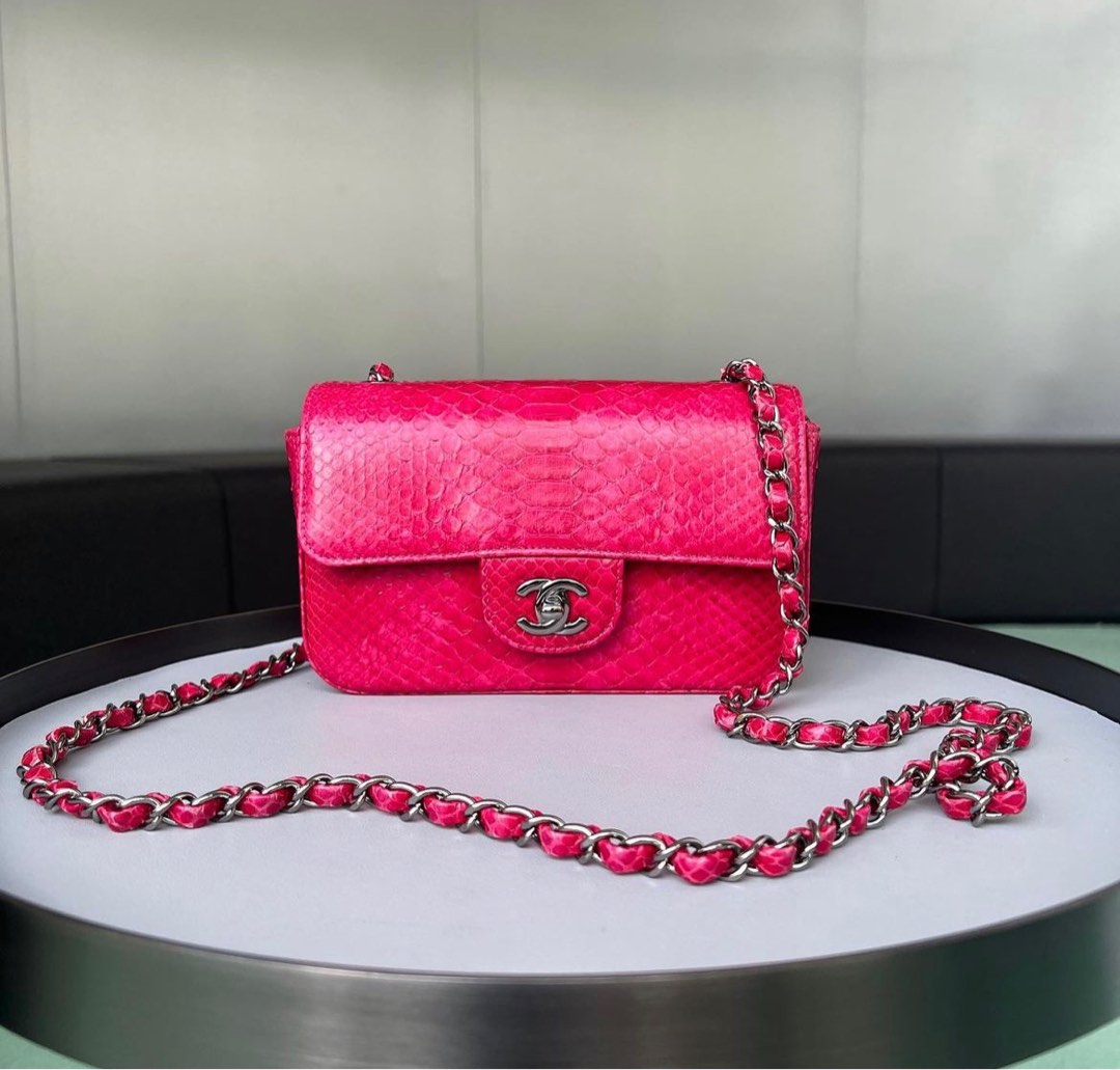 Chanel Python Exotic Mini RARE Chanel Mini Rectangular Flap Python Pink/ Rhw, Luxury, Bags ...