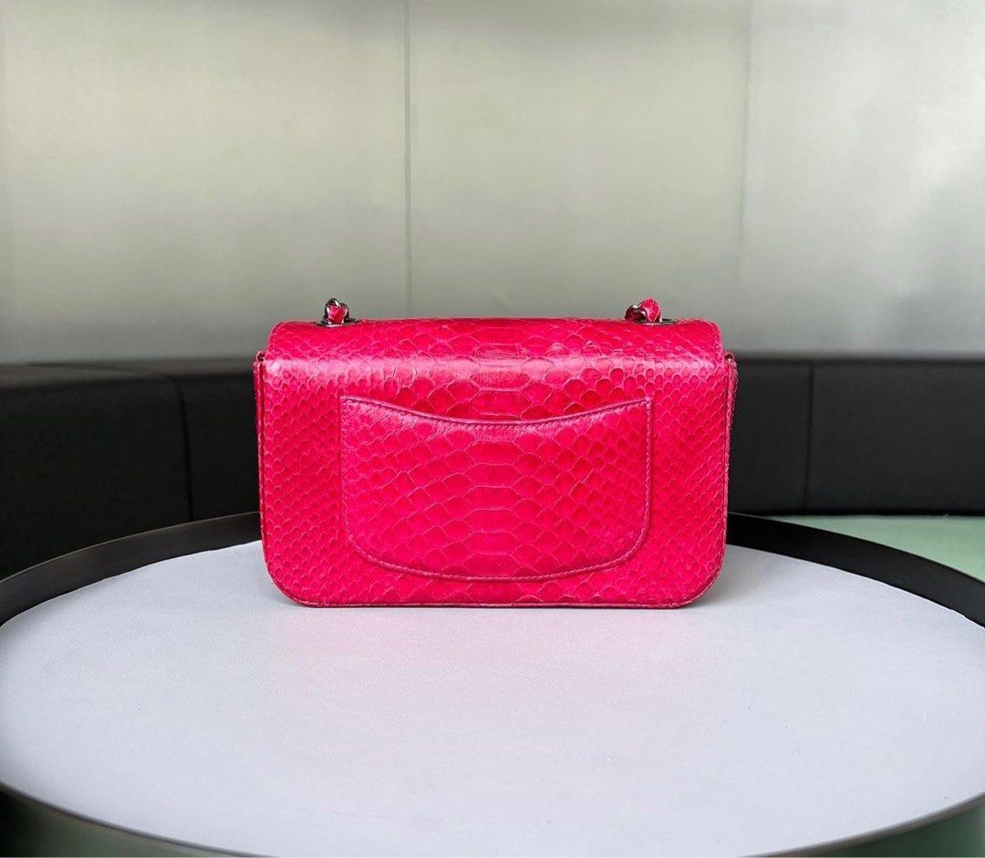 RARE Chanel Mini Rectangular Flap Python Pink/ Rhw, Luxury, Bags ...