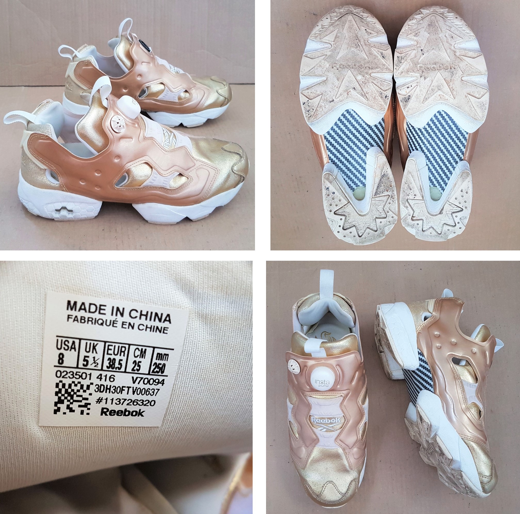 Reebok Designer Sneakers Instapump Fury Celebrate Brass Gold US 8 UK 5.5 Euro 38.5 Athletic Shoes Original Fashion Footwear Limited Edition Street Wear Yuppie Lifestyle Hip Hop Rock Star Pop Culture L...