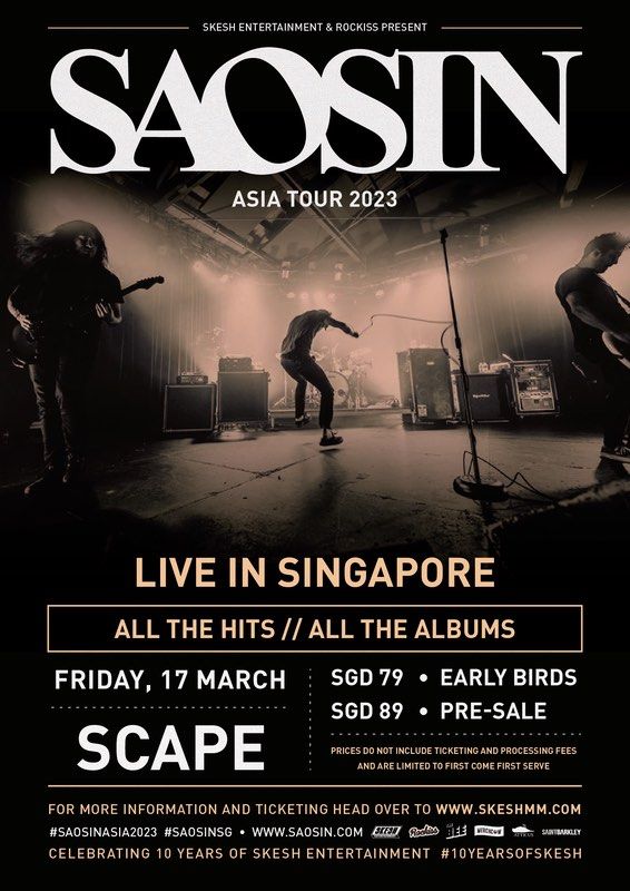 Saosin live in Singapore, Tickets & Vouchers, Event Tickets on Carousell