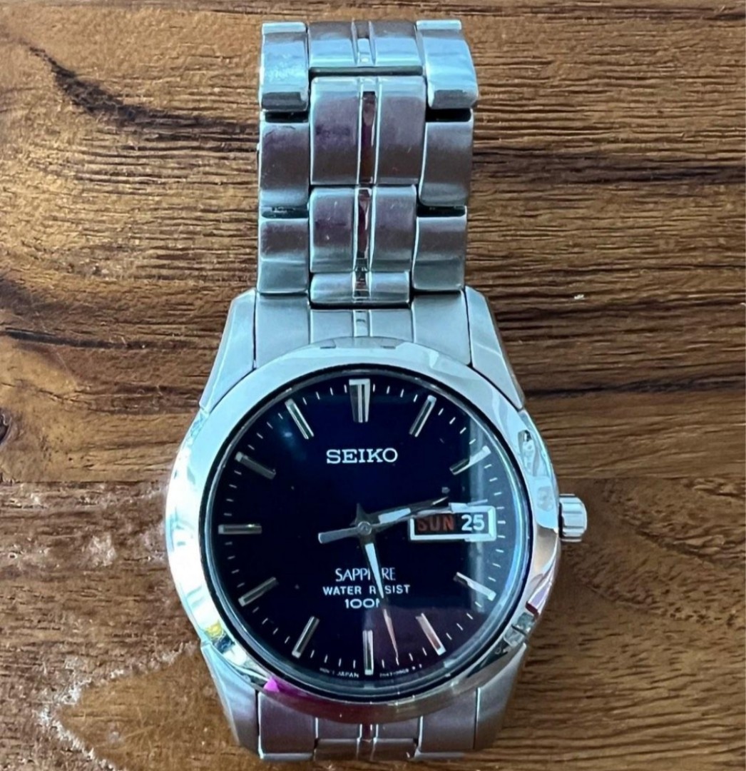 Seiko dress watch blue dial sapphire crystal 35mm, Men's Fashion, Watches &  Accessories, Watches on Carousell