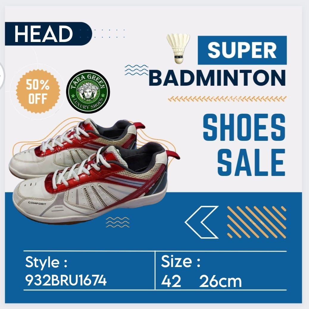 Sepatu Badminton Head 932BRU1674 CXG Comfort Grid White/Red ukuran 42 ...
