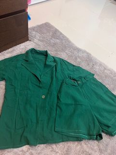 Set blazer + short linen - emerald green