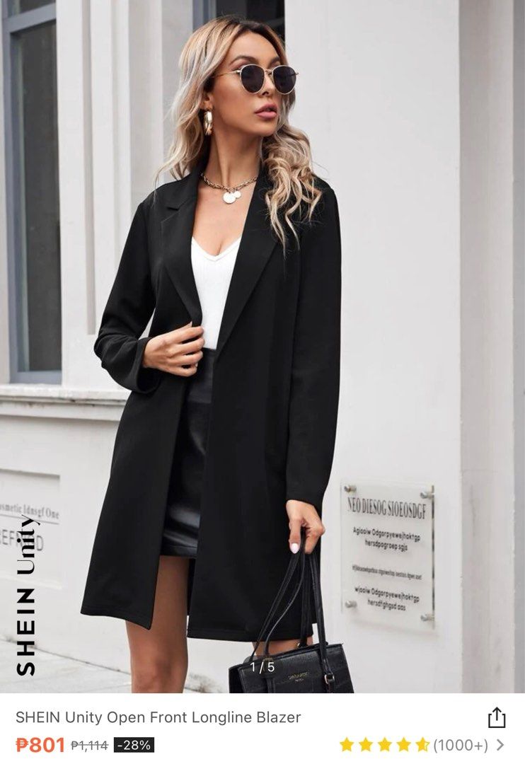 Black long blazer for women online