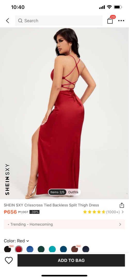 Shein long red dress, Women's Fashion, Dresses & Sets, Evening dresses