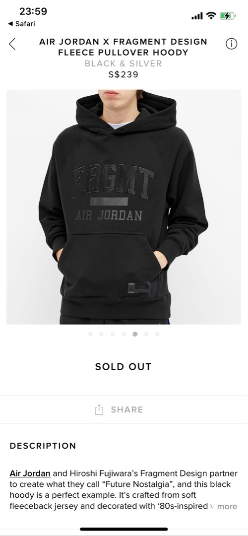 S)Nike x jordan x Fragment hoodie, Men's Fashion, Tops & Sets