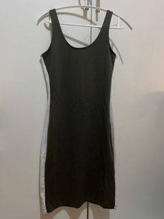 Something borrowed army green olive green white striped bodycon dress