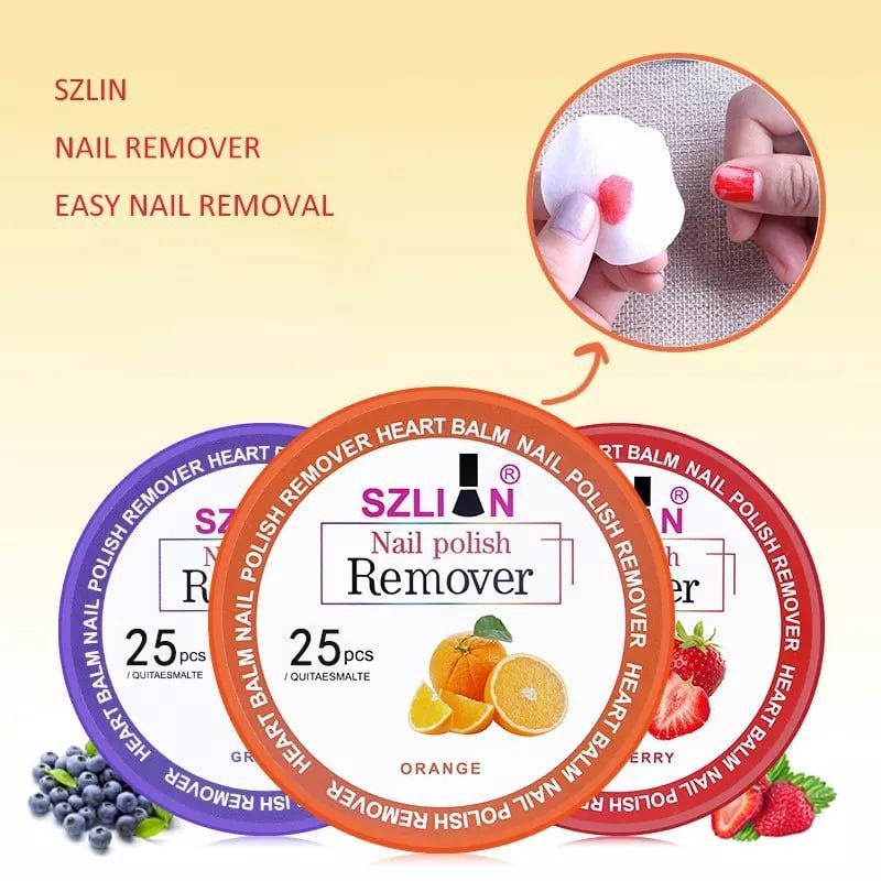 SZLIAN Nail Polish Remover Disposable Wipe Pads 6 Scents 25 sheets