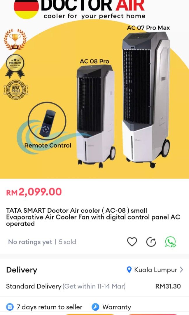 Tata smart air coolers ac subtitute TV Home Appliances Air