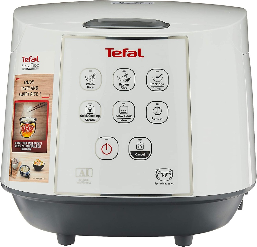 Tefal RK7321 Easy Rice Cooker Fuzzy Logic With Spherical Pot 1.8L White, TV & Home Appliances