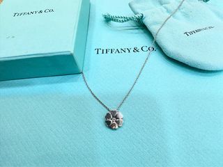 Tiffany鑲真鑽小花純銀項鍊 #女神節
