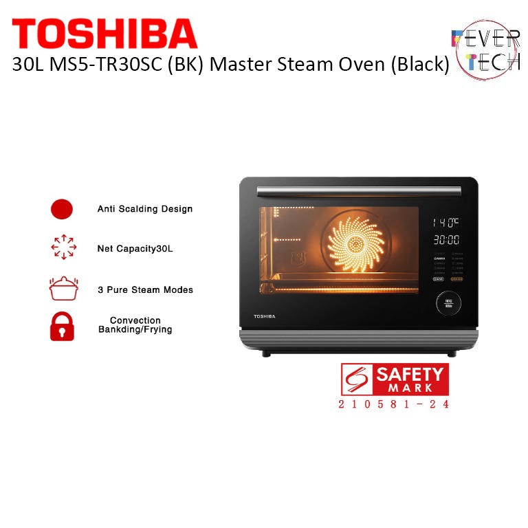 Toshiba MS5-TR30SC Black 3 Pure Steam Modes Master Steam Oven, 30L