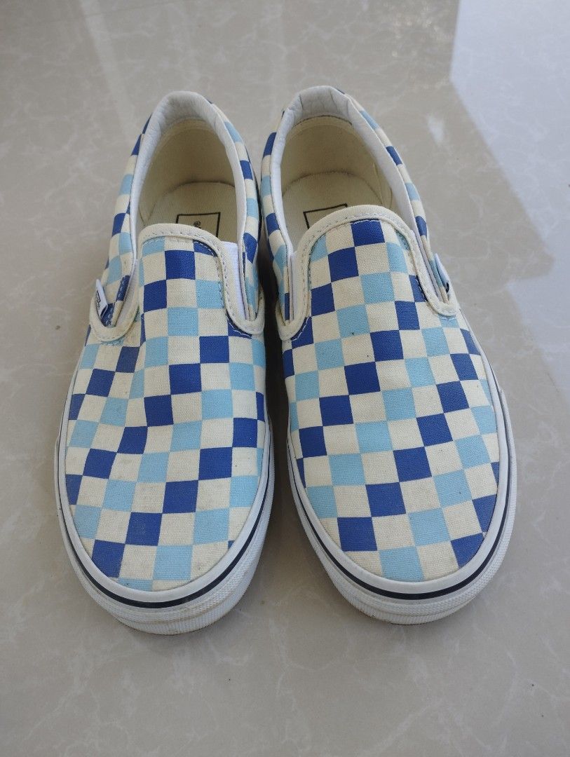 Vans checkerboard slip top on blue topaz