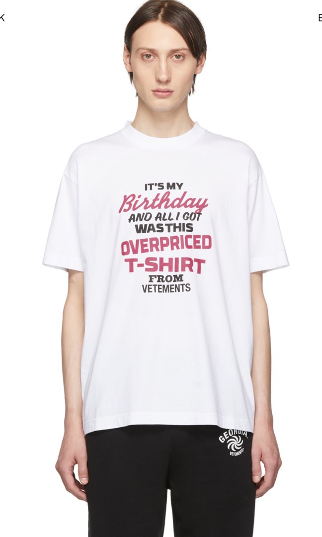 Vetements birthday white t-shirt, Men's Fashion, Tops & Sets, Tshirts ...