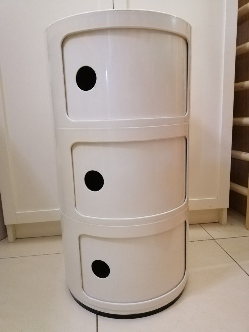 White round stackable side table drawer organizer muji Scandinavian