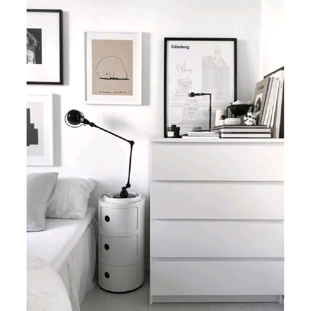 White round stackable side table drawer organizer muji Scandinavian
