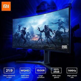 XIAOMI 34 Inch Curved Gaming Monitor 21: 9 UWB Fish Screen 3440 1440 WQHD Resolution 121% sRGB 144Hz High Refresh Rate 1500R Curvature