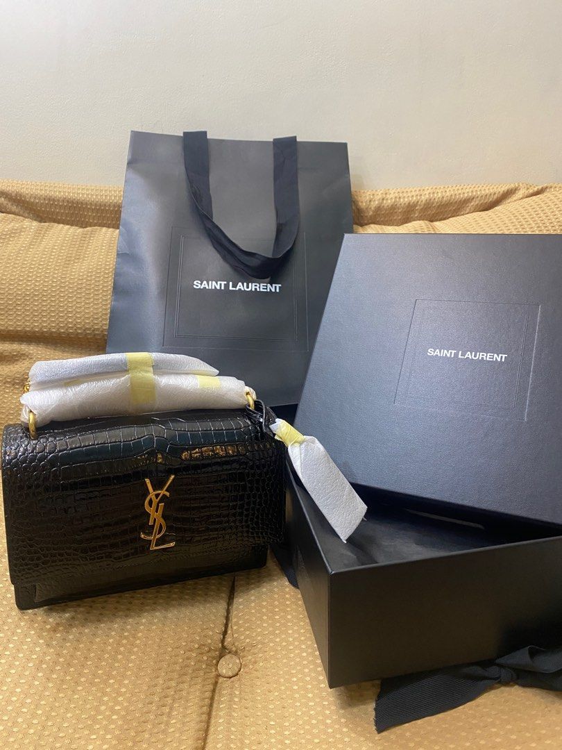 YSL Sunset medium in Croc (Category: Luxury Bags & Wallets) located in Quezon City. Submitted by bbbae (Listing ID 1219724590, Image 3). Description: BRAND NEW YSL Sunset medium in Croc Comes with paper bag, dust bag, and authenticity card.