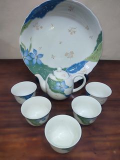 Yumi Katsura Ceramic Tea Set with Big Serving Plate from Japan