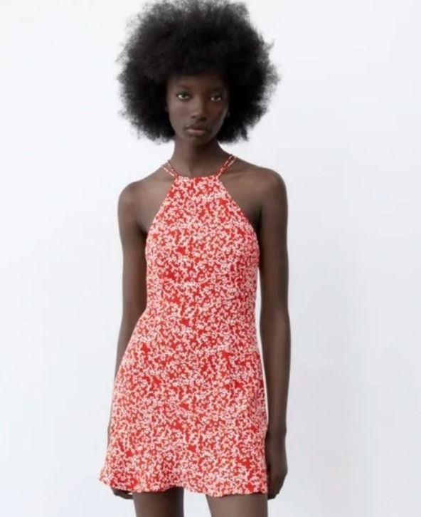 Zara red and hotsell white floral dress