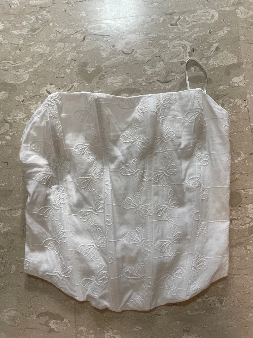 Zara white bustier corset top, Women's Fashion, Tops, Sleeveless on