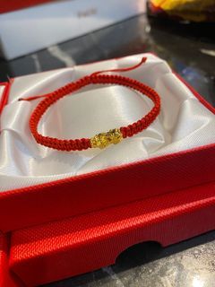 18k piyao gold bracelet adjustable red string
