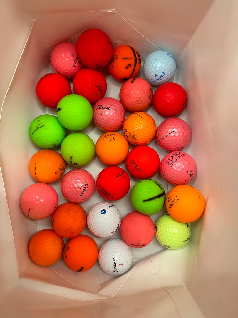 30 Coloured Golf Balls, Sports Equipment, Sports & Games, Golf on Carousell
