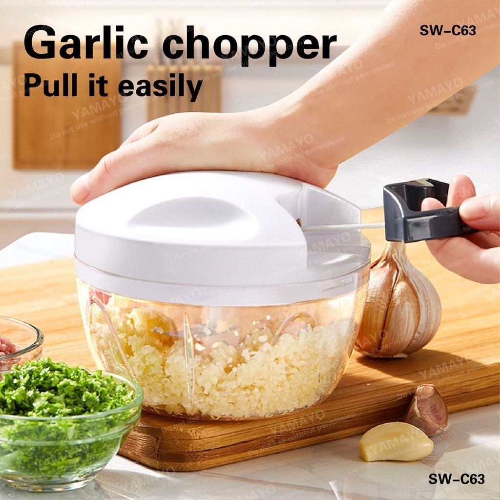 500ml Manual Food Processor Garlic Chopper, Furniture & Home Living