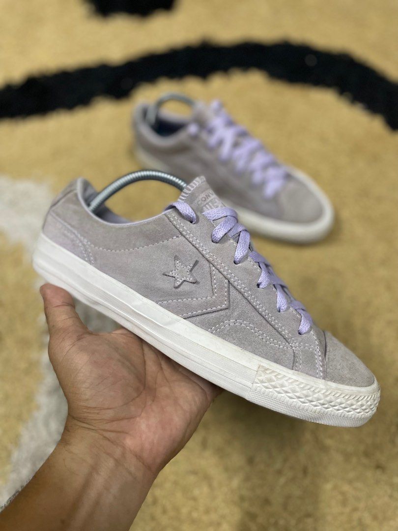 7uk Converse Chuck One Star Player Ox Purple White Suede Unisex