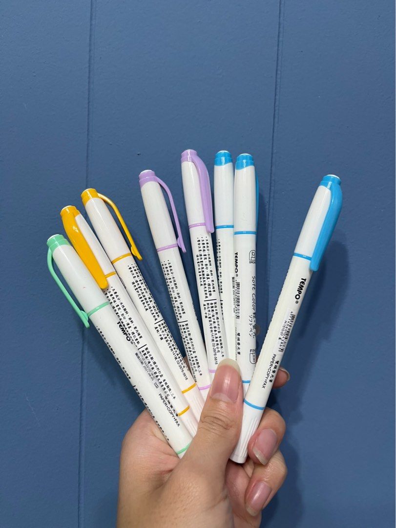 節奏Tempo H-1510 輕色系雙頭螢光筆記號筆記重點畫記筆, 書籍、休閒與玩具, 文具、藝術、手工藝, 文具、上學用品在旋轉拍賣