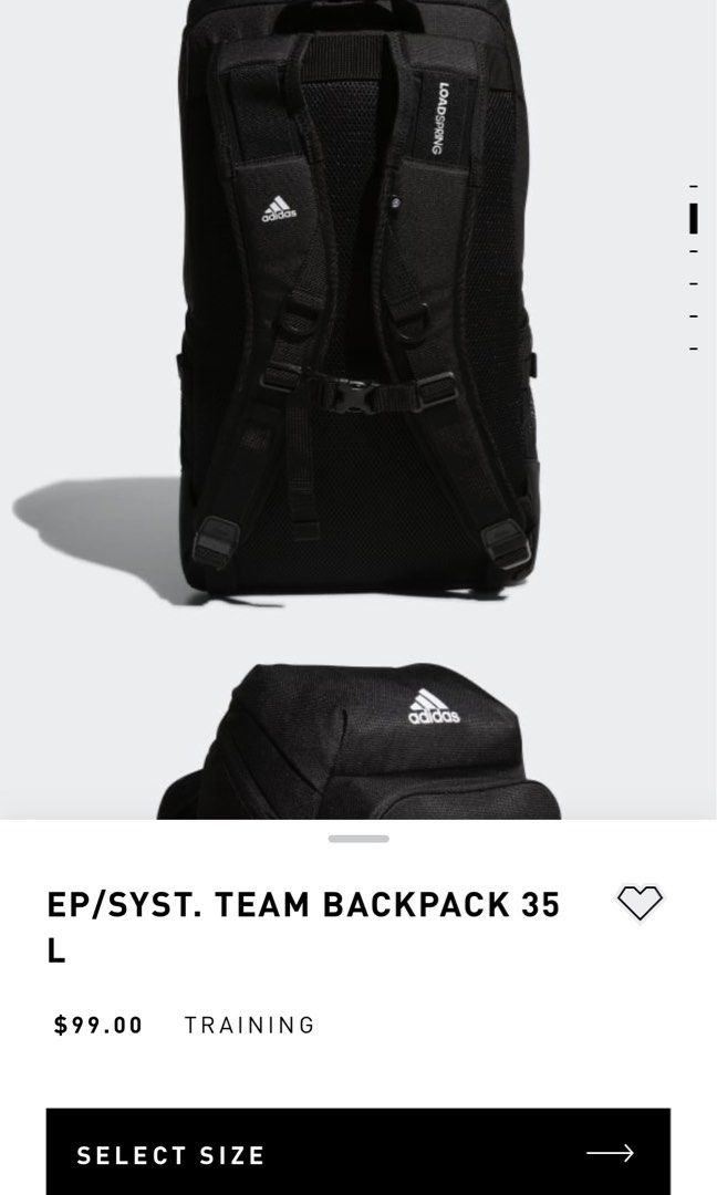 Adidas EP Syst.T BP35 Backpack Unisex School Sports Casual Bag Black Nwt HN8199