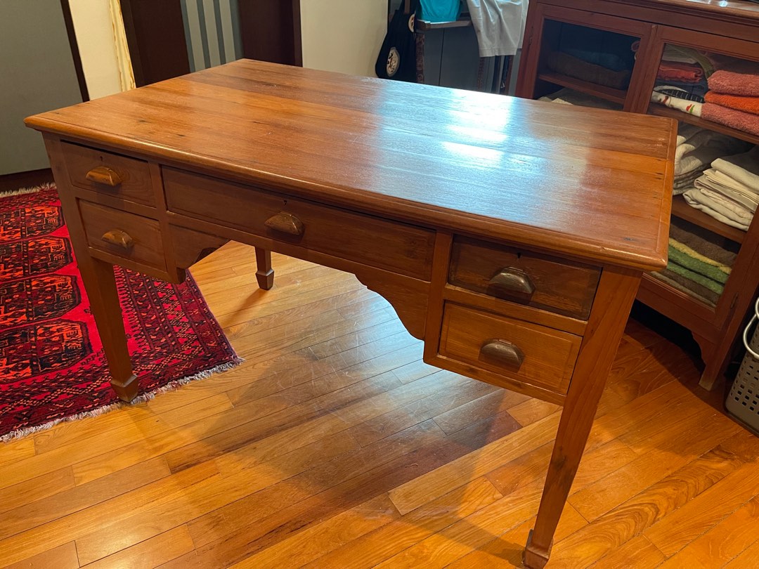 An Old Solid Teak Wood Desk in Superb Condition, Furniture & Home