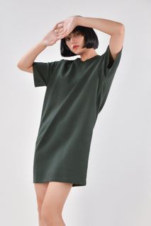 AWE All Would Envy Jilly Oversized Tee Tshirt Dress in Forest Green (XL)