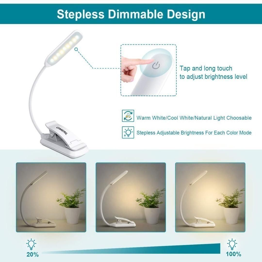 Omeril led book light top