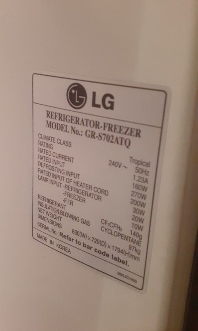 BIG LG refrigerator model GRS702ATQ / Peti Ais Besar LG, TV & Home