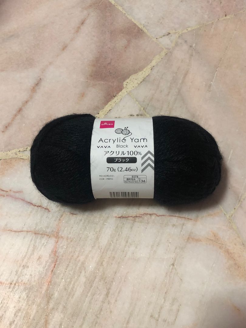 Black Acrylic Yarn (DAISO) crochet, knitting, Hobbies & Toys