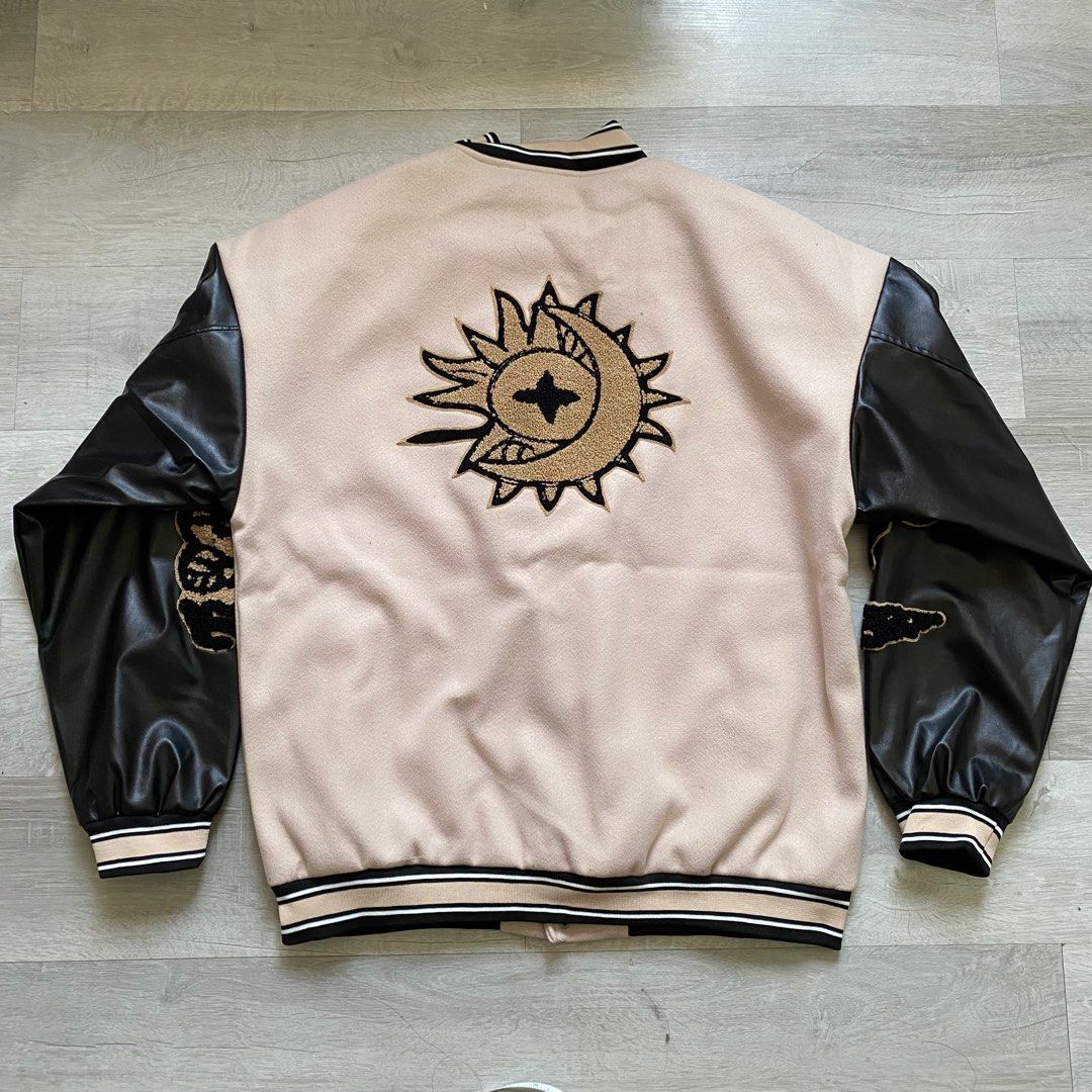 Black and Cream Letterman Varsity Jacket on Carousell