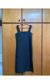 Black Midi side slit dress