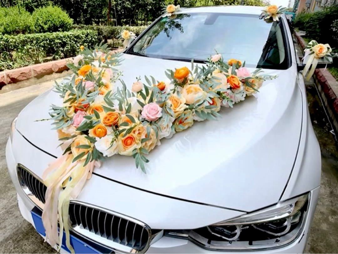 Colours Wedding Car Decoration Kit Organza Decorations Artificial