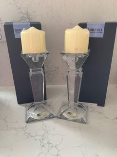Bohemian crystal candle holders x2 candles
