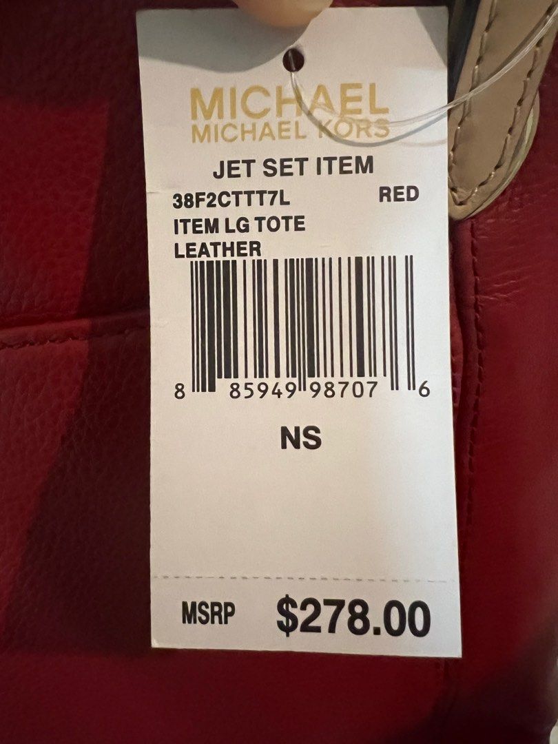Brand New Michael Kors Jet Set Item Tote Bag Red Women s