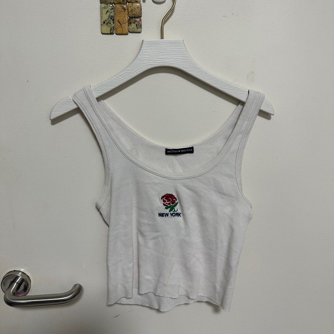 brandy melville nicolette white tank top, Women's Fashion, Tops, Other Tops  on Carousell