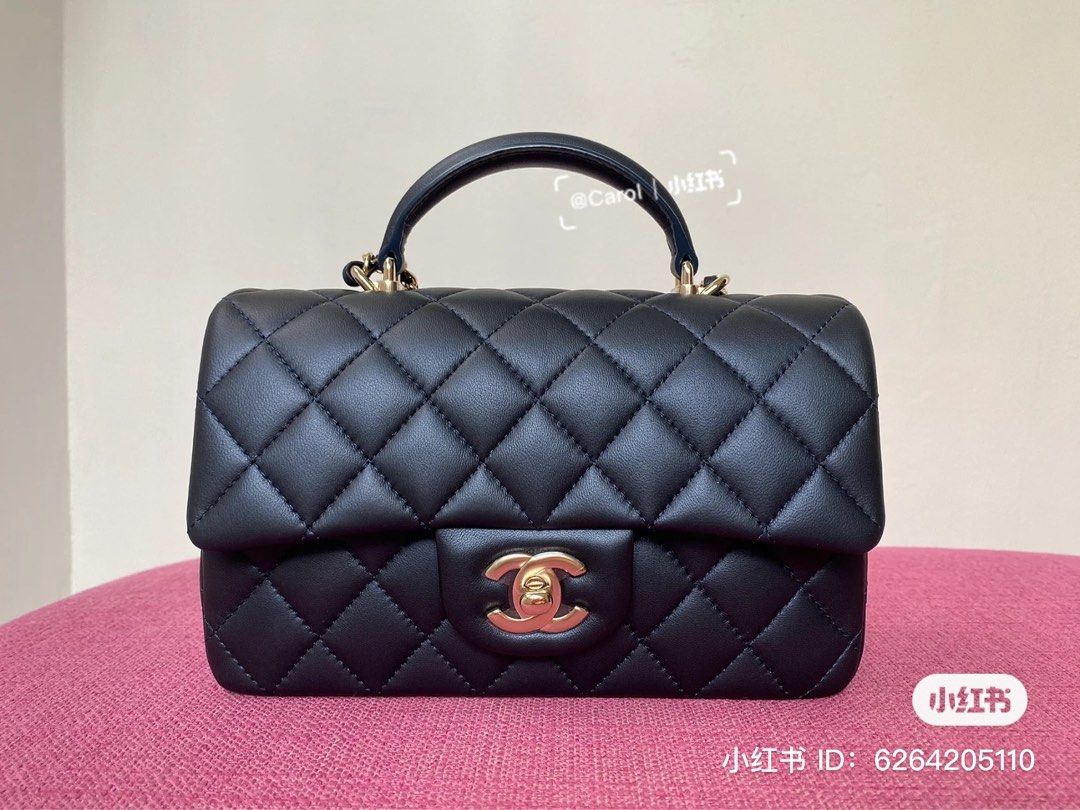 Chanel Top Handle Mini CF on Pearlescent blue, Luxury, Accessories on  Carousell