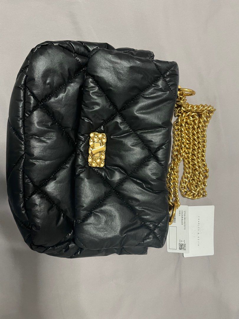 Charl & Keith Paffuto Large Padded Shoulder Bag Black, Women's