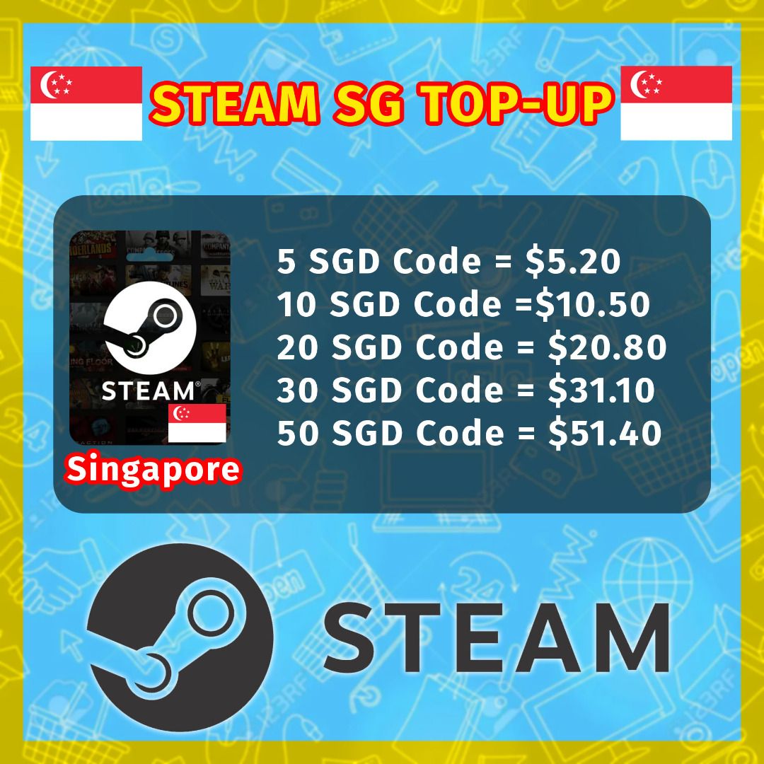 CHEAPEST] 🔥Steam Singapore Top-Up Gift Card Code 🔥| Easy & Fast, Video  Gaming, Gaming Accessories, Game Gift Cards & Accounts on Carousell