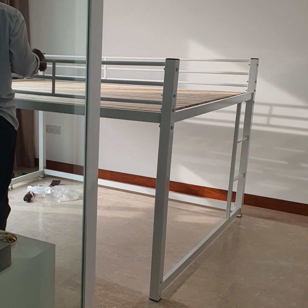 Customised short loft bed frame without mattress (Queen), Furniture