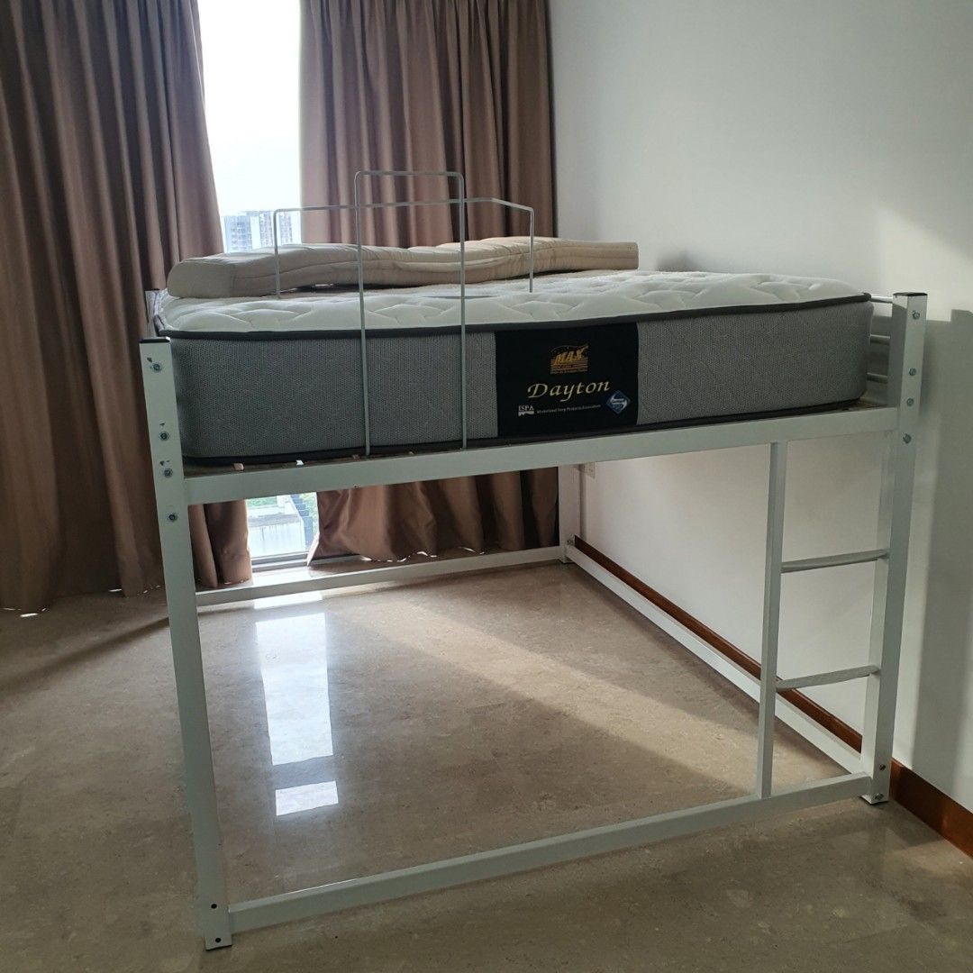 Customised short loft bed frame without mattress (Queen), Furniture